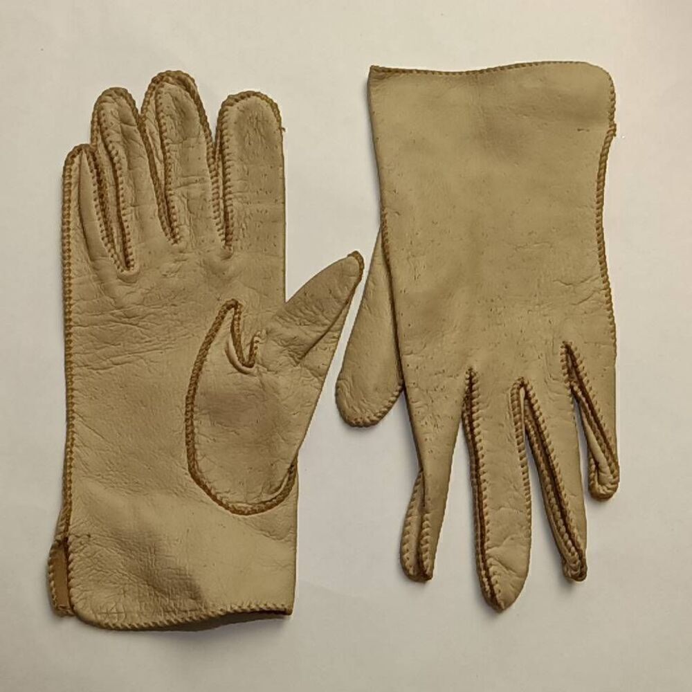 Vintage Women's Genuine Deerskin Handstitched Gloves Size 6 1/2